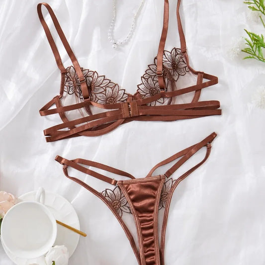 Luxury Floral Mesh Bra & Panty Set