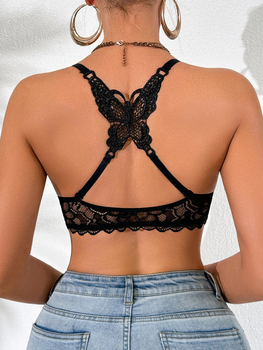 Butterfly Lace Front Closure Underwire Bra