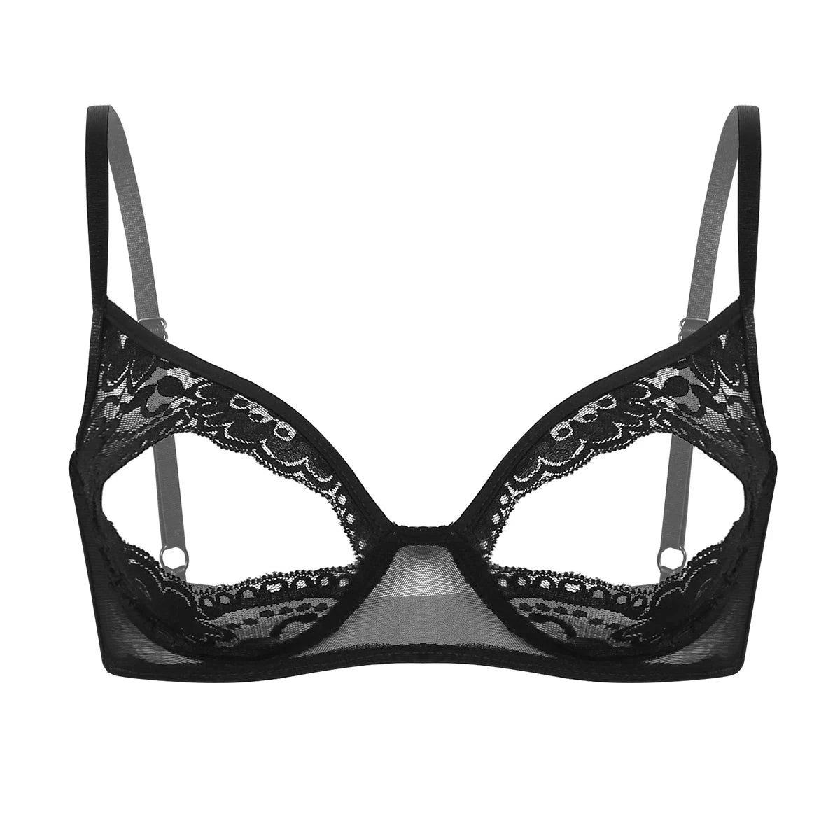 Sheer Lace Underwire Bra – Elegant Half Cup Lingerie