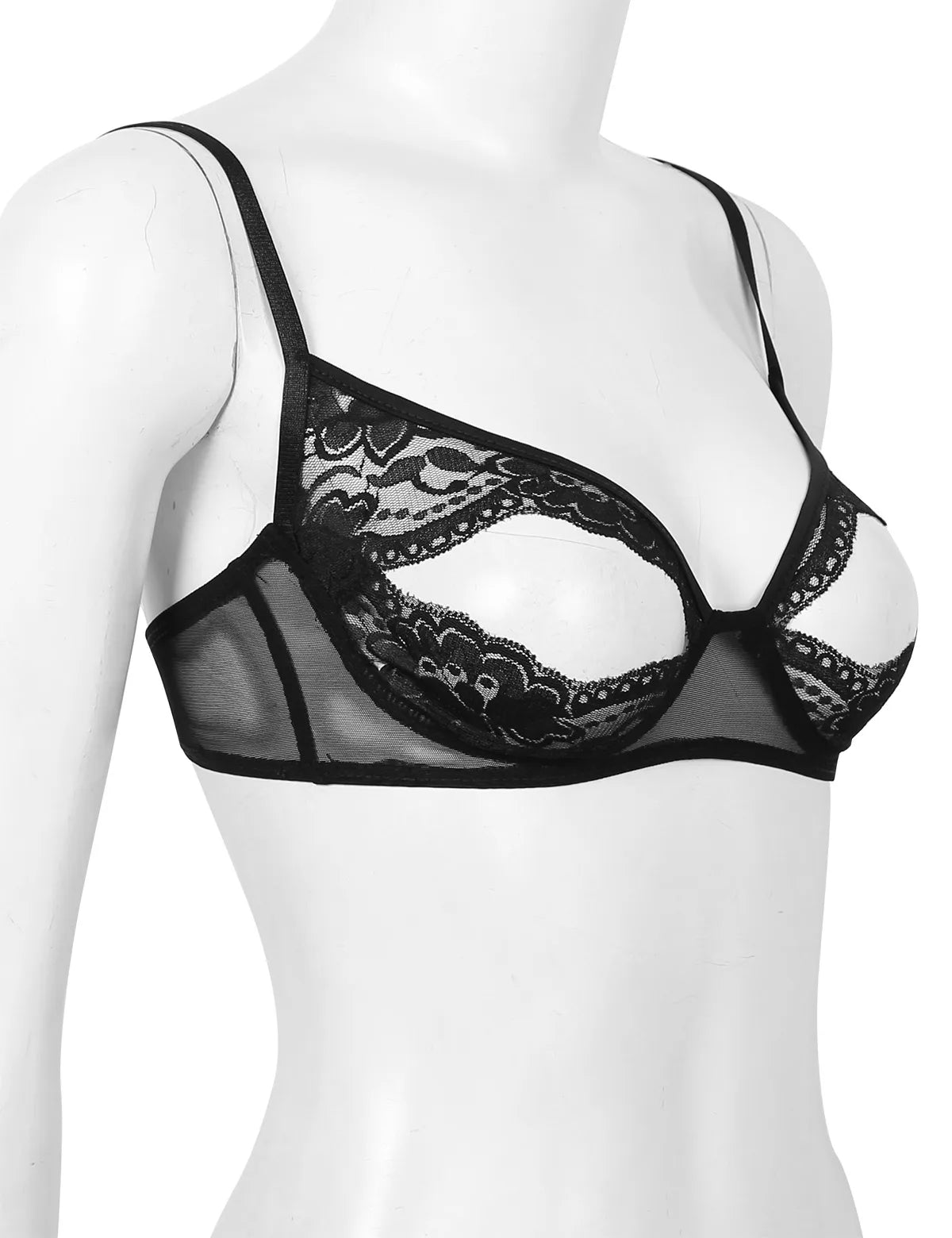 Sheer Lace Underwire Bra – Elegant Half Cup Lingerie