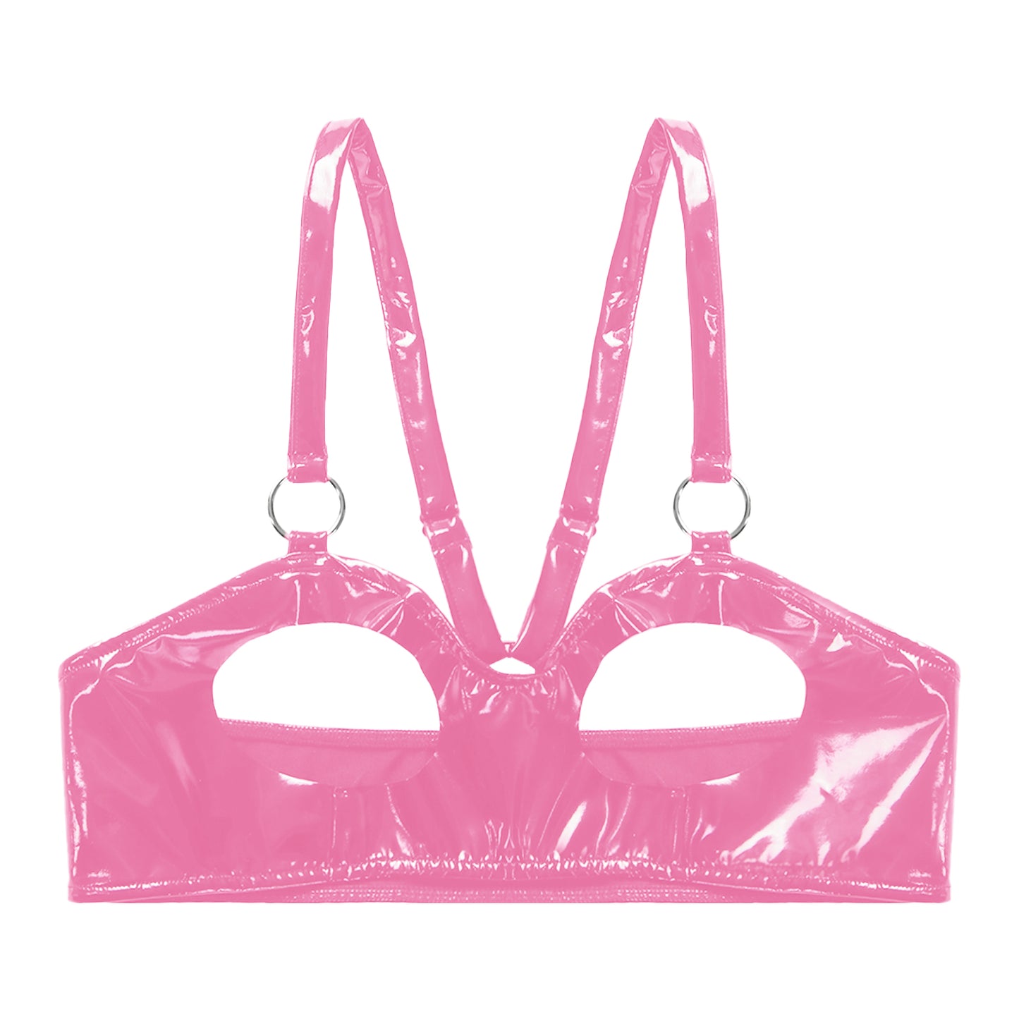 Glossy Patent Leather Open Cup Lingerie Bra