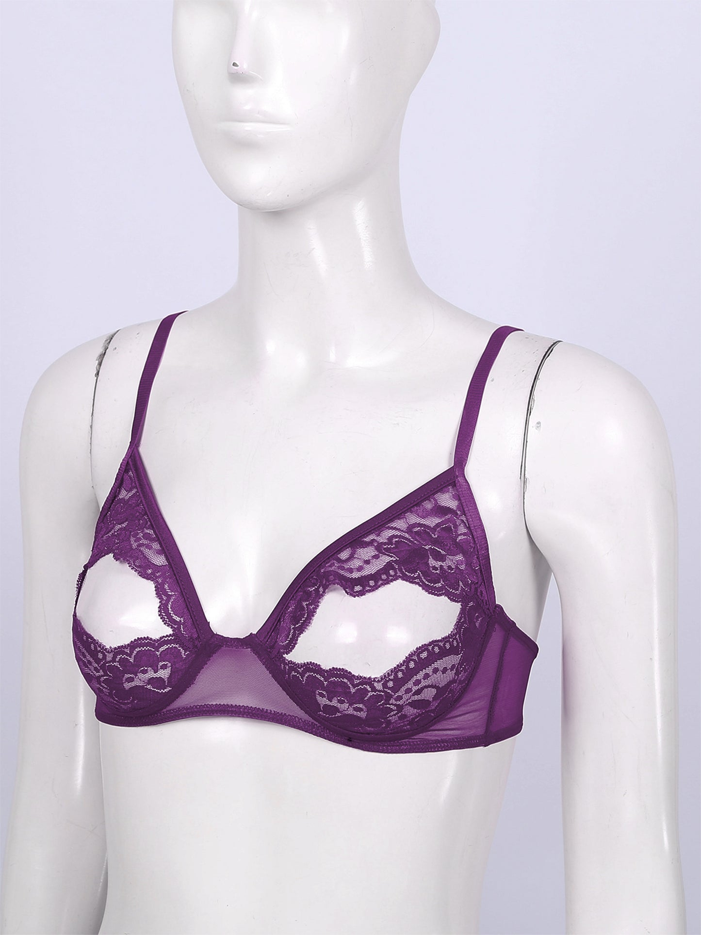 Sheer Lace Underwire Bra – Elegant Half Cup Lingerie