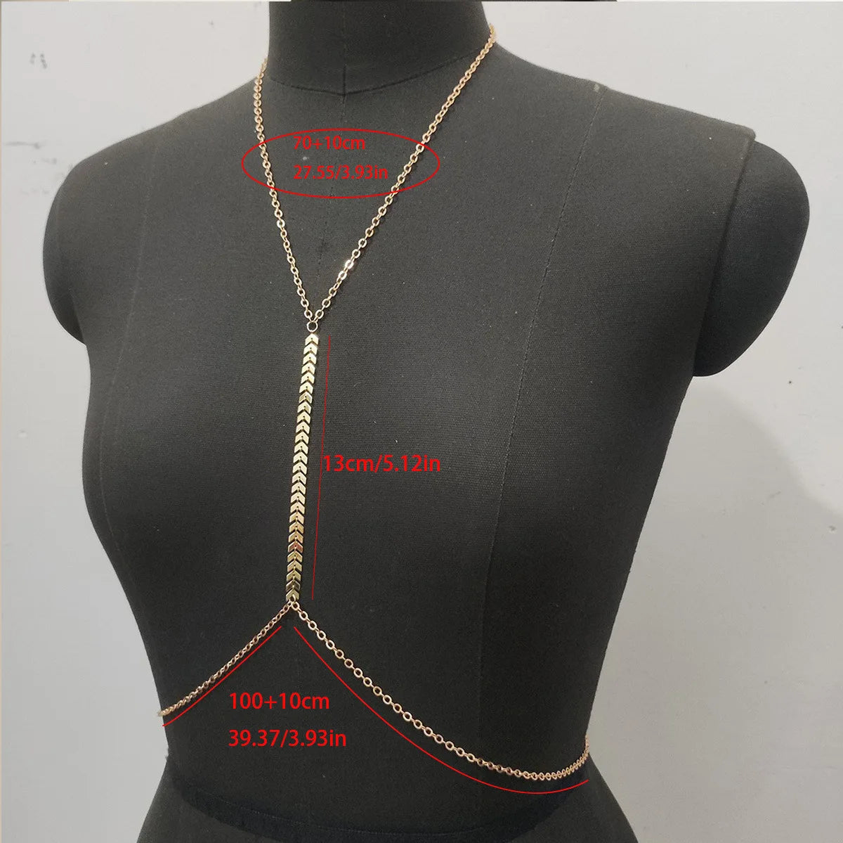 Layered Body Chain Necklace – Arrow & Fishbone Design