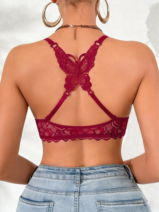 Butterfly Lace Front Closure Underwire Bra
