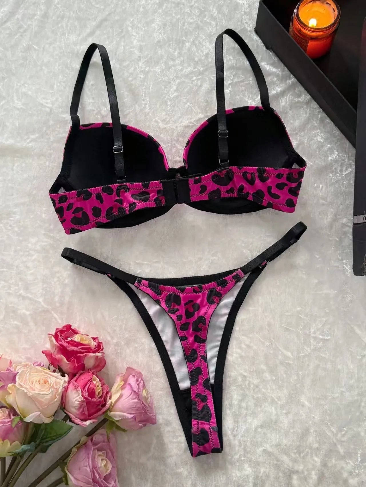 Leopard Print Bra & Panty Set – Stylish Push-Up Fit