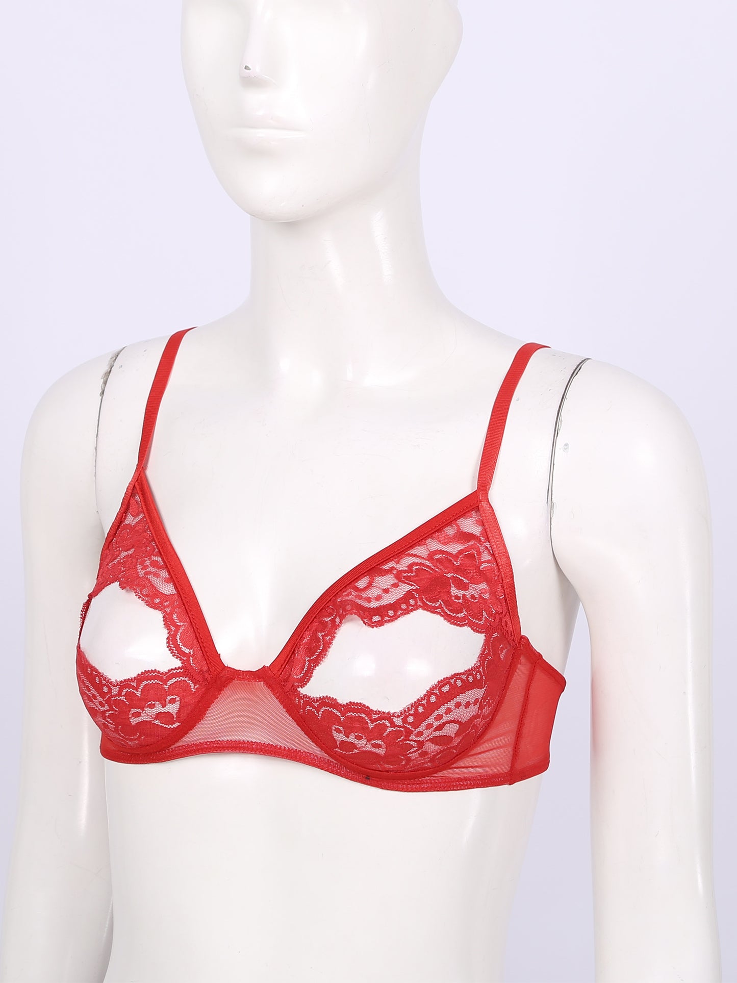 Sheer Lace Underwire Bra – Elegant Half Cup Lingerie