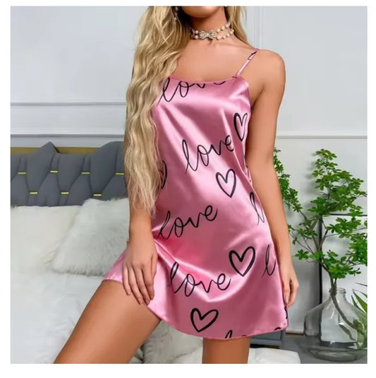 Floral Satin Nightgown – Soft Sleeveless Sleep Dress