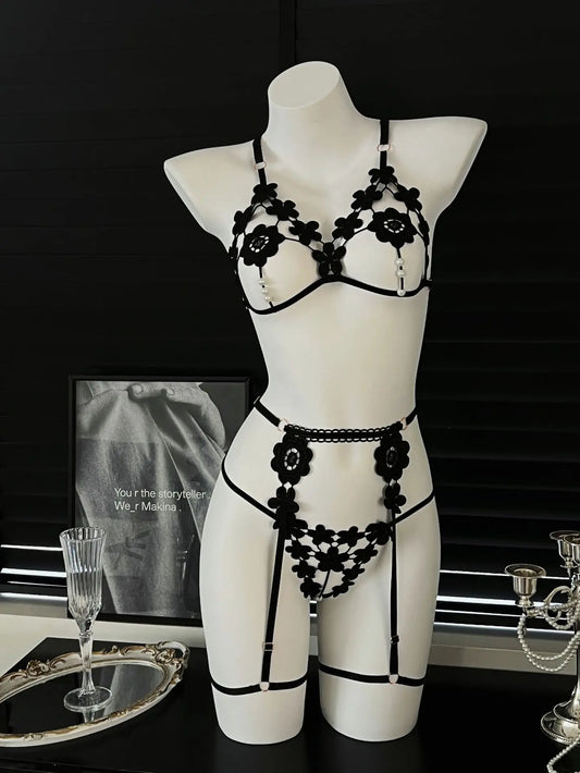 Elegant Pearl Bralette & Thong Set for Women