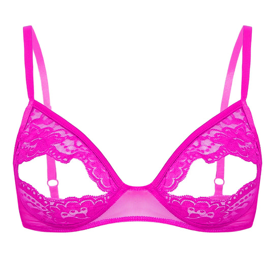 Sheer Lace Underwire Bra – Elegant Half Cup Lingerie