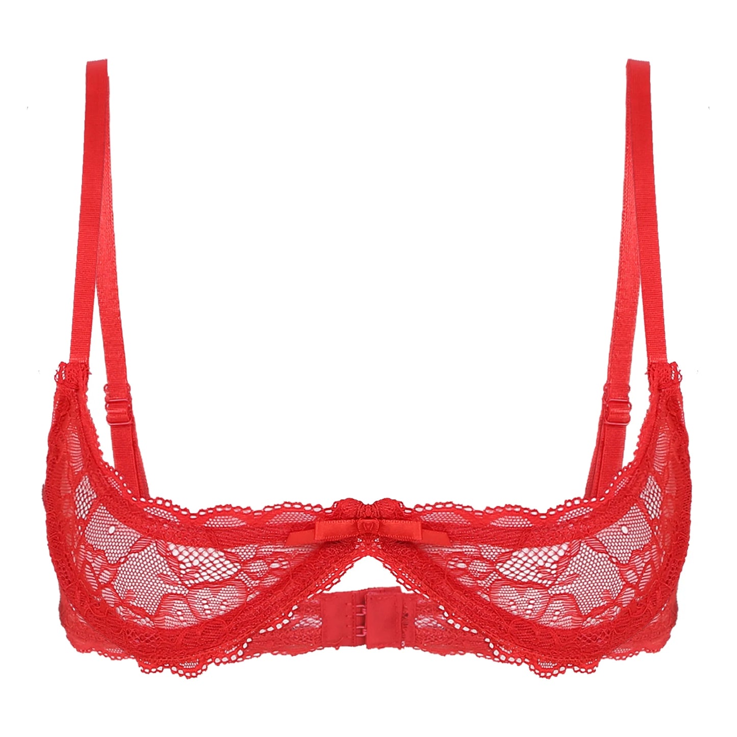 Sheer Lace Underwire Bra – Elegant Half Cup Lingerie