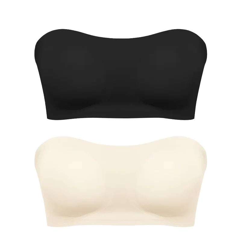 Seamless Strapless Push-Up Bra – Soft, Wireless & Anti-Slip