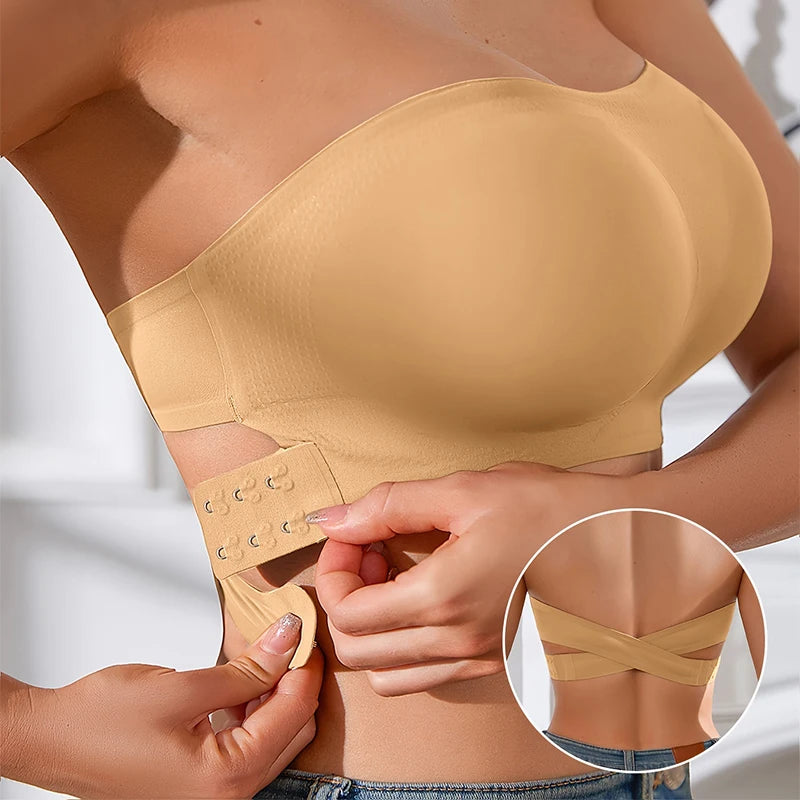 Seamless Strapless Push-Up Bra – Soft, Wireless & Anti-Slip