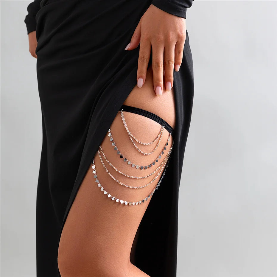 Boho Heart Tassel Leg Chain – Women's Body Accessory