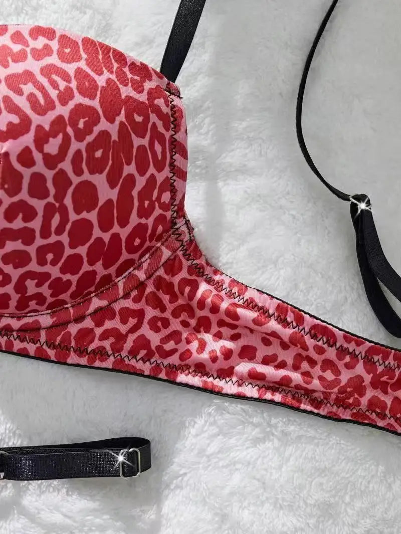 Leopard Print Bra & Panty Set – Stylish Push-Up Fit