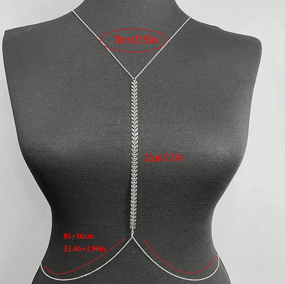 Layered Body Chain Necklace – Arrow & Fishbone Design