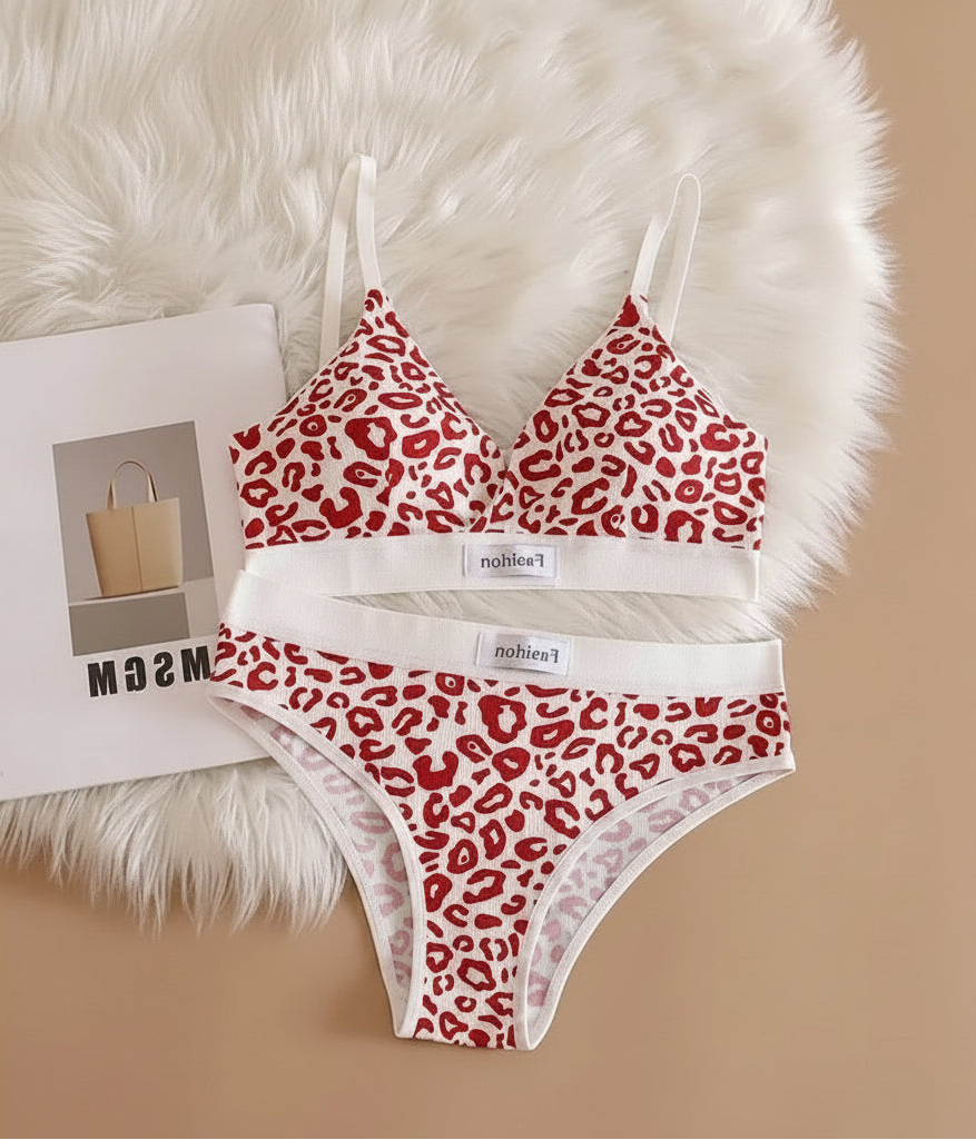Leopard Print Bra & Panty Set – Adjustable Straps