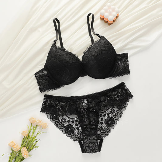 Sexy Floral Lace Push-Up Bra & Panty Set – Underwire
