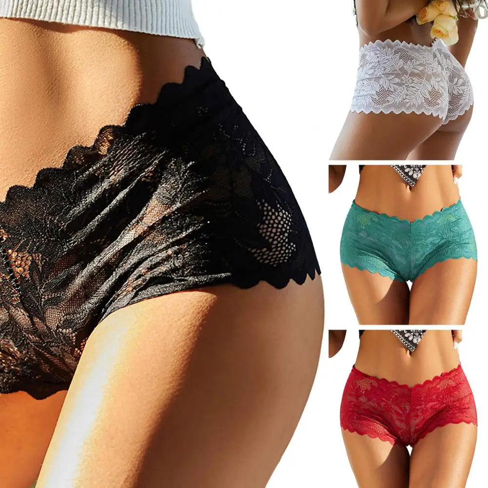 Mid-Rise Lace Panties – Feminine Floral Briefs