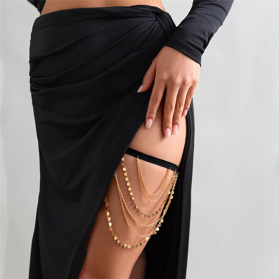 Boho Heart Tassel Leg Chain – Women's Body Accessory
