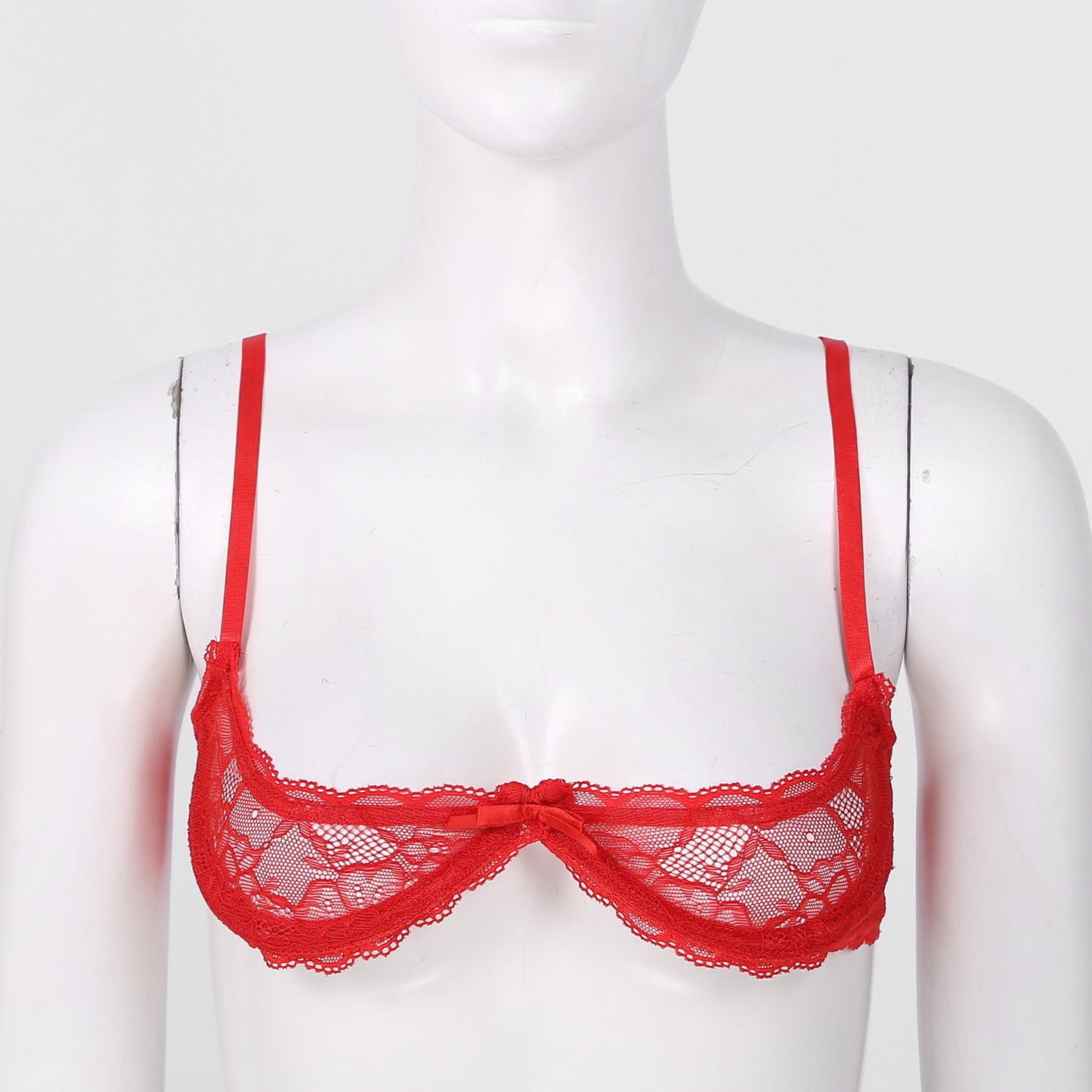 Sheer Lace Underwire Bra – Elegant Half Cup Lingerie