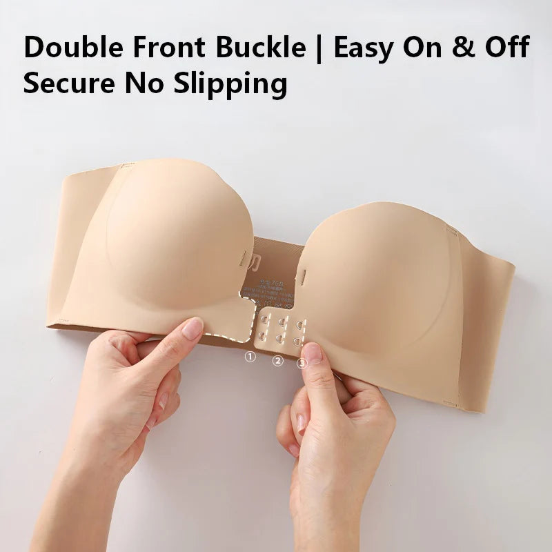 Invisible Wireless Push-Up Bra – Strapless Comfort Fit