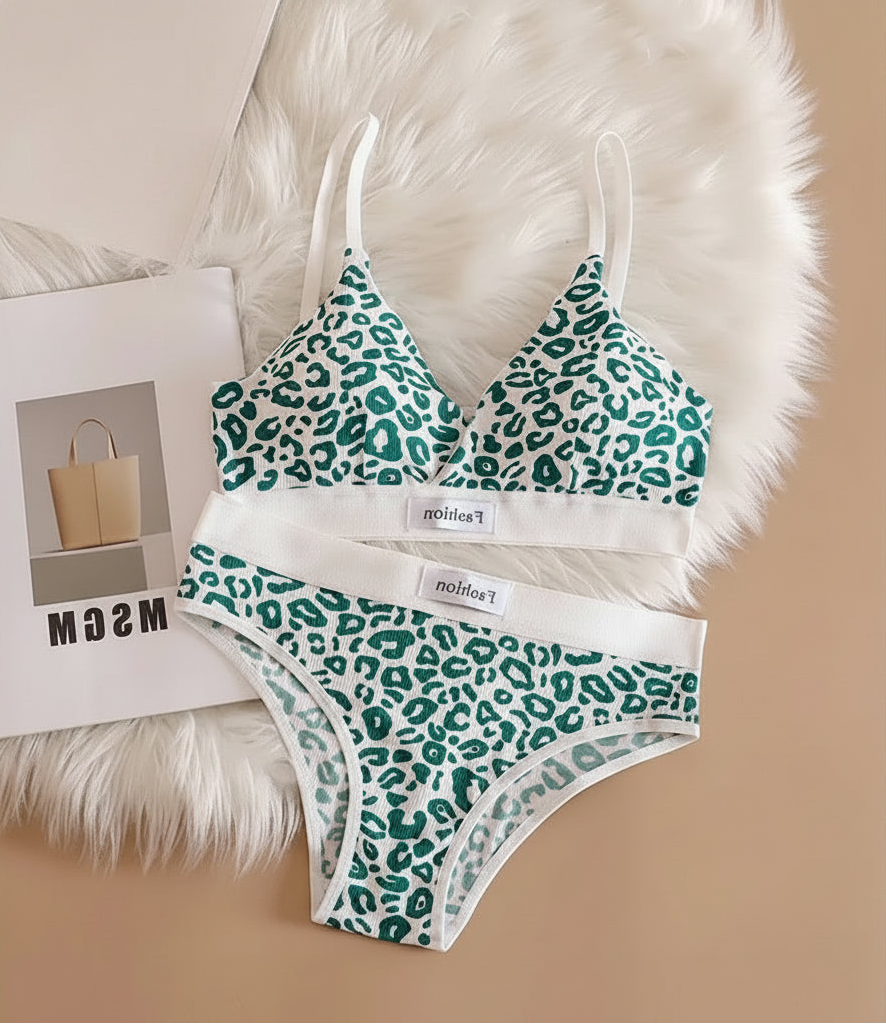 Leopard Print Bra & Panty Set – Adjustable Straps