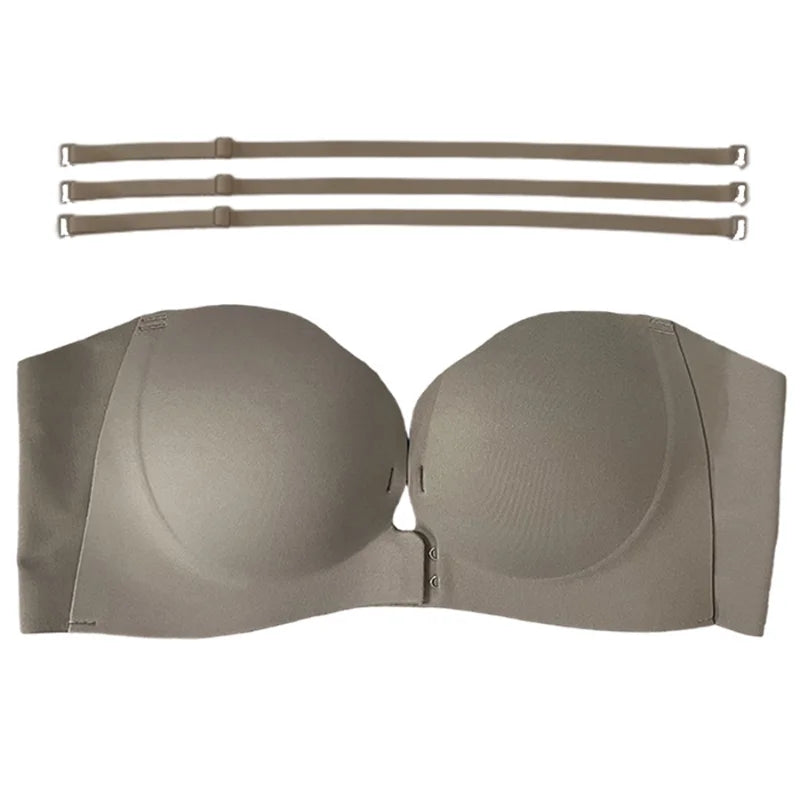 Invisible Wireless Push-Up Bra – Strapless Comfort Fit
