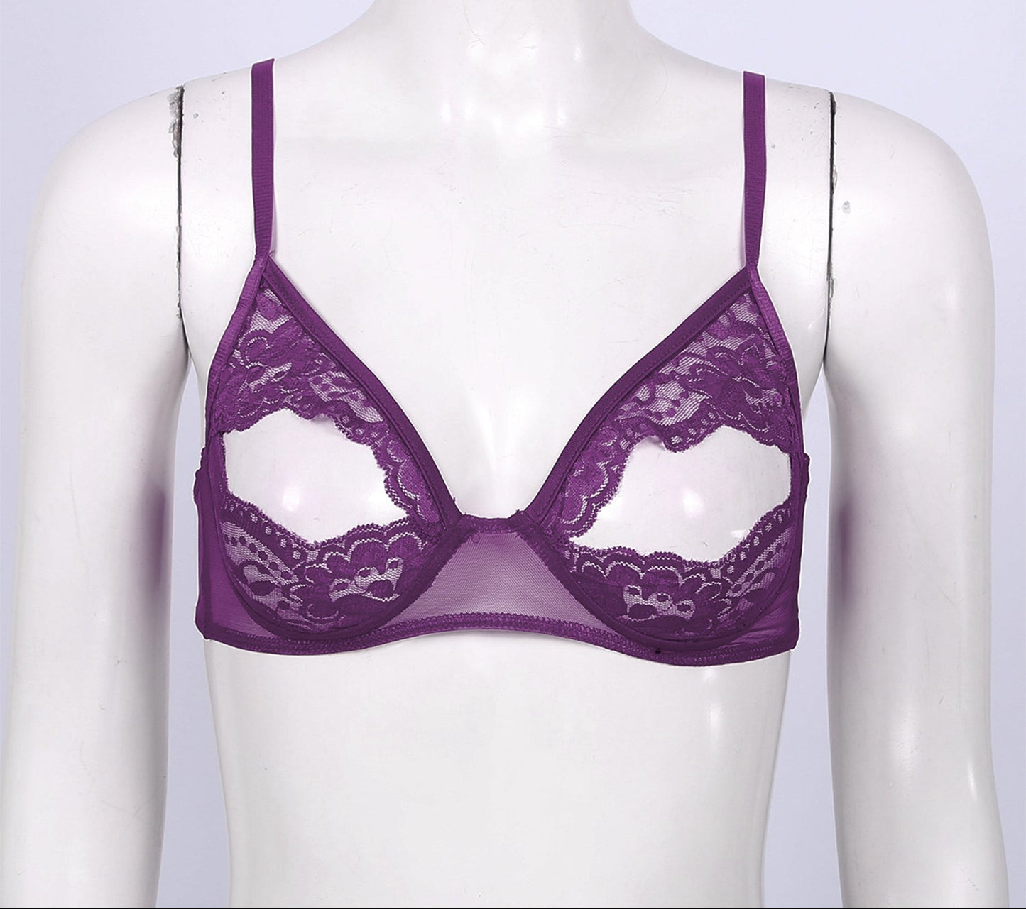 Sheer Lace Underwire Bra – Elegant Half Cup Lingerie