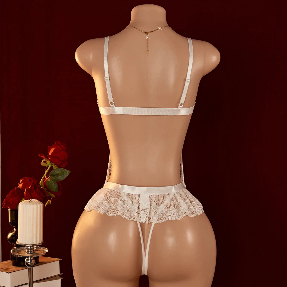 Romantic Lace Lingerie Set – Sheer Bra & Briefs