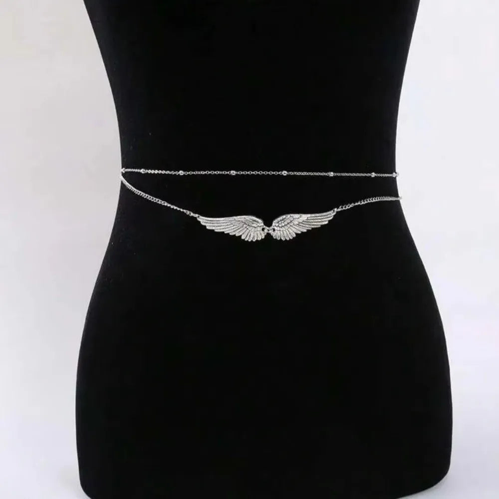 Double Layer Angel Wing Waist Chain – Gold Body Jewelry