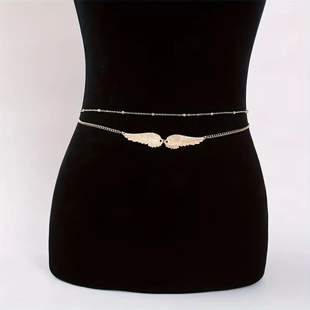 Double Layer Angel Wing Waist Chain – Gold Body Jewelry