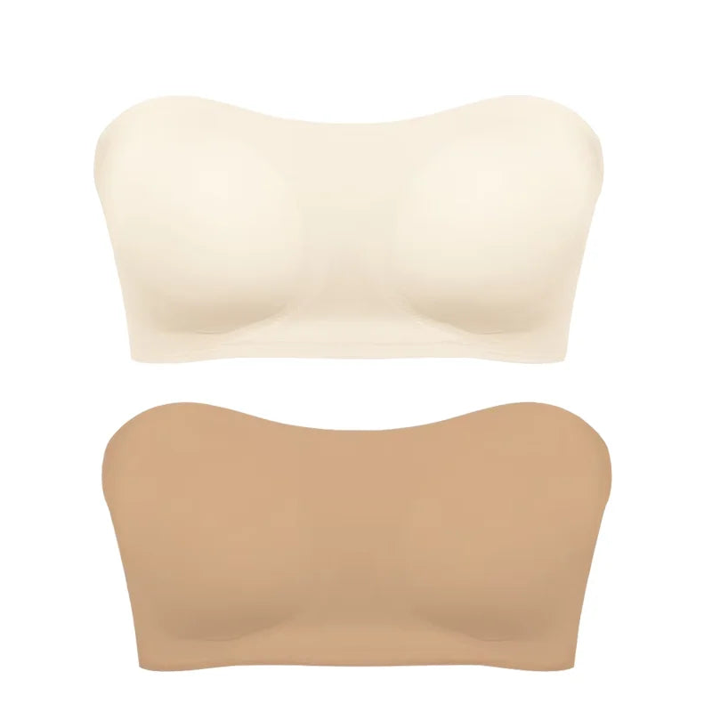 Seamless Strapless Push-Up Bra – Soft, Wireless & Anti-Slip