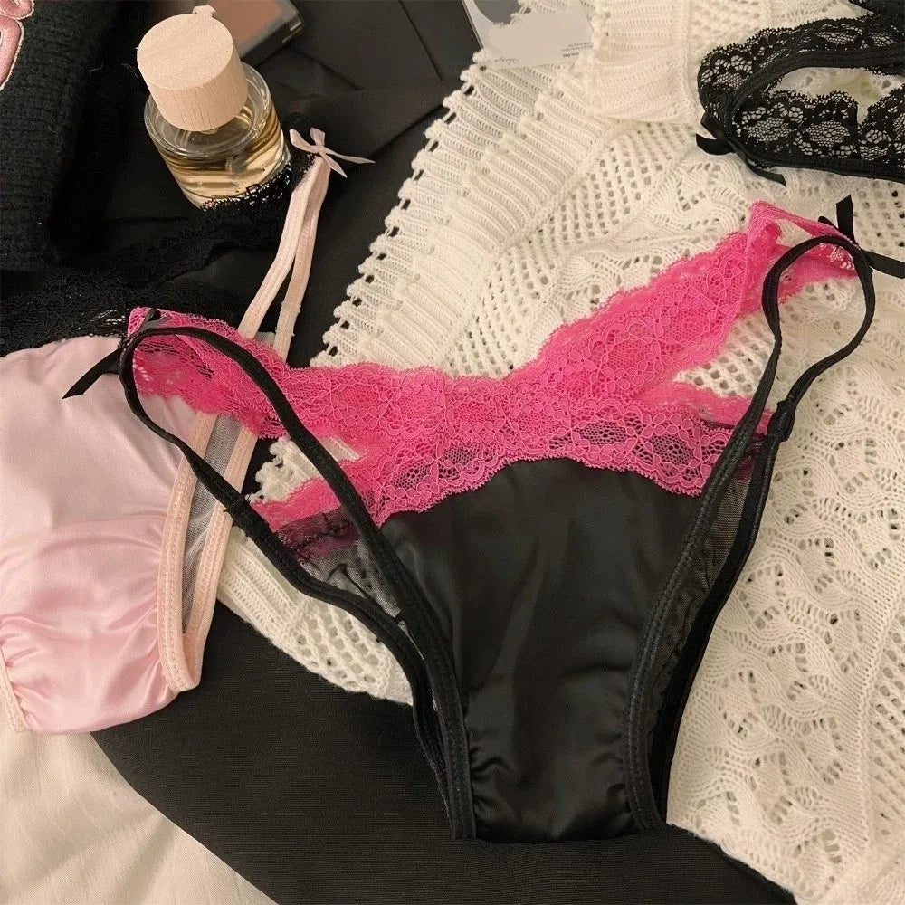 Lace Briefs – Feminine Satin Bow Design
