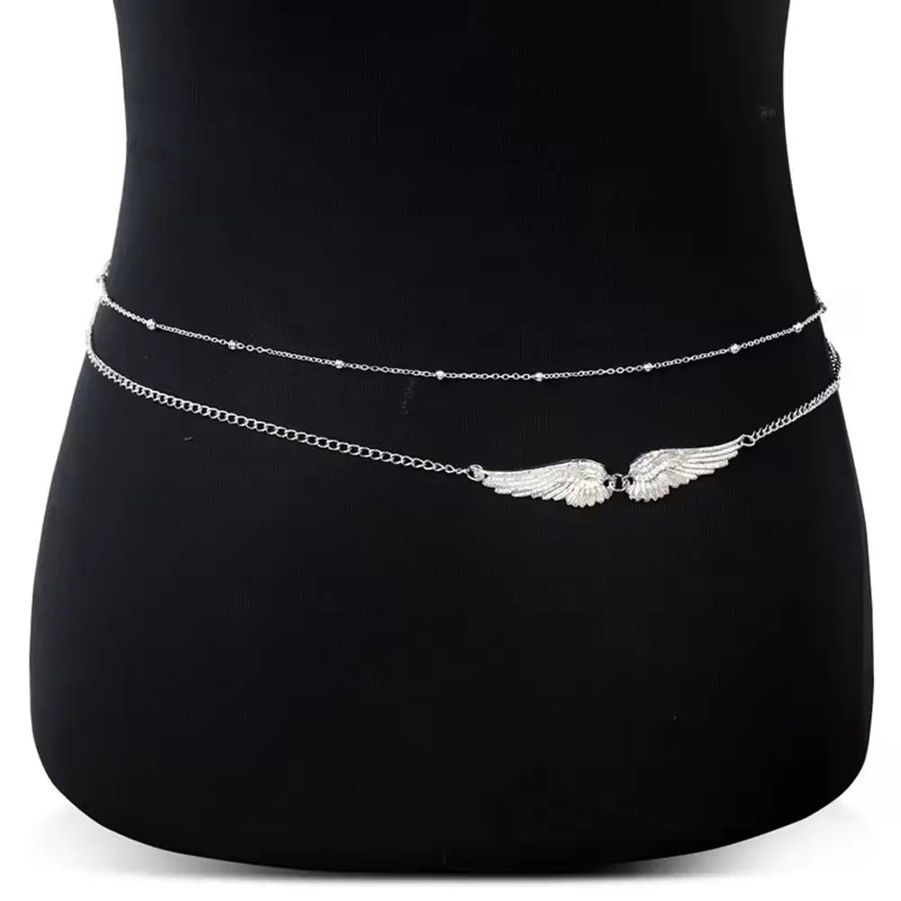 Double Layer Angel Wing Waist Chain – Gold Body Jewelry