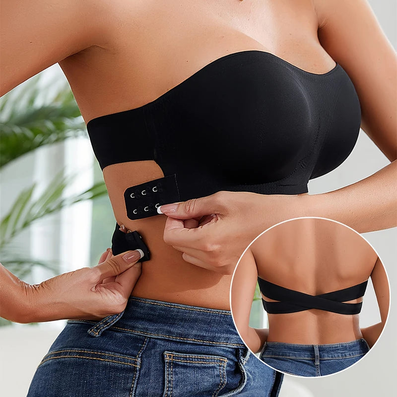 Seamless Strapless Push-Up Bra – Soft, Wireless & Anti-Slip