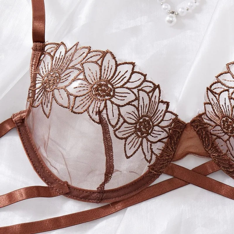 Luxury Floral Mesh Bra & Panty Set