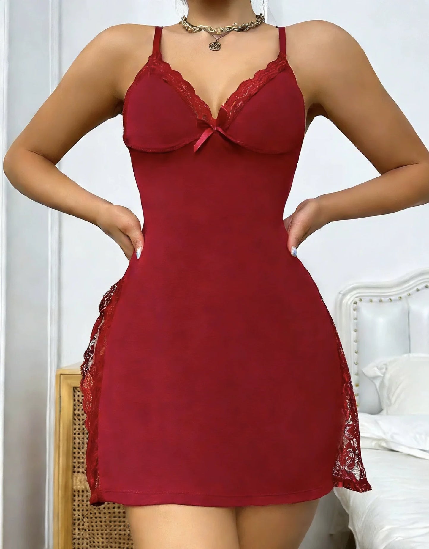 Soft V-Neck Sleepwear Dress