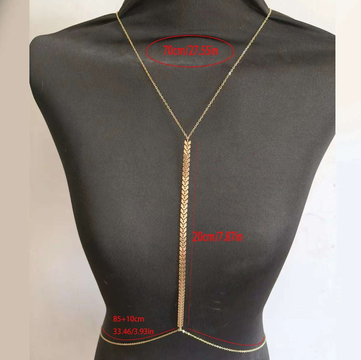 Layered Body Chain Necklace – Arrow & Fishbone Design