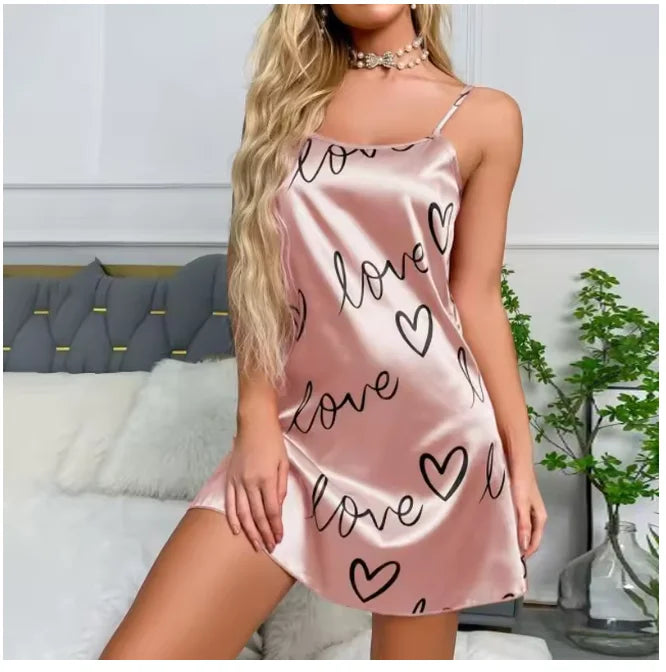 Floral Satin Nightgown – Soft Sleeveless Sleep Dress
