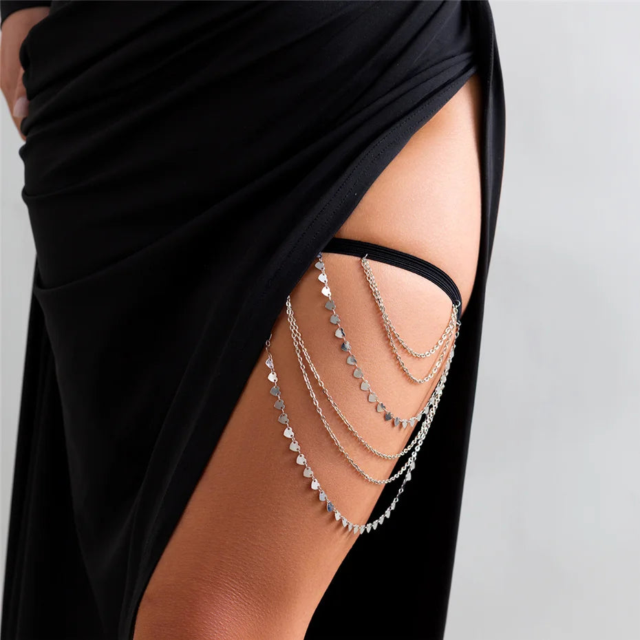 Boho Heart Tassel Leg Chain – Women's Body Accessory