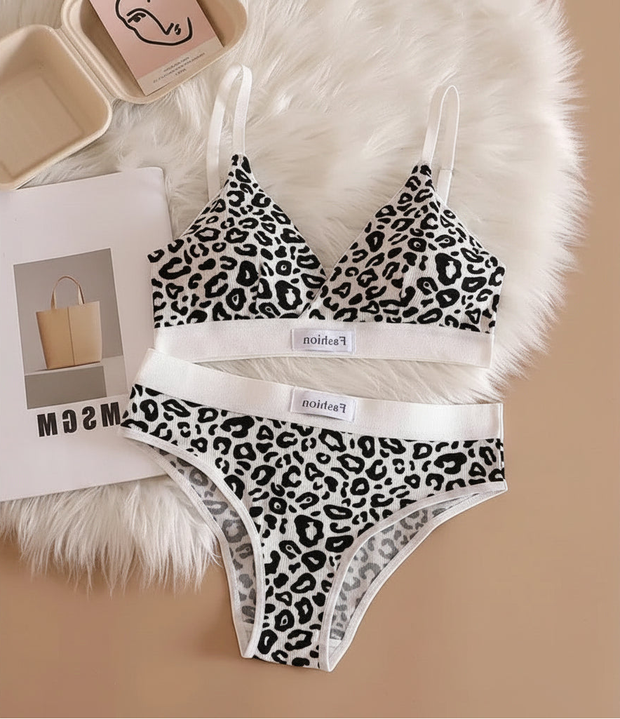 Leopard Print Bra & Panty Set – Adjustable Straps