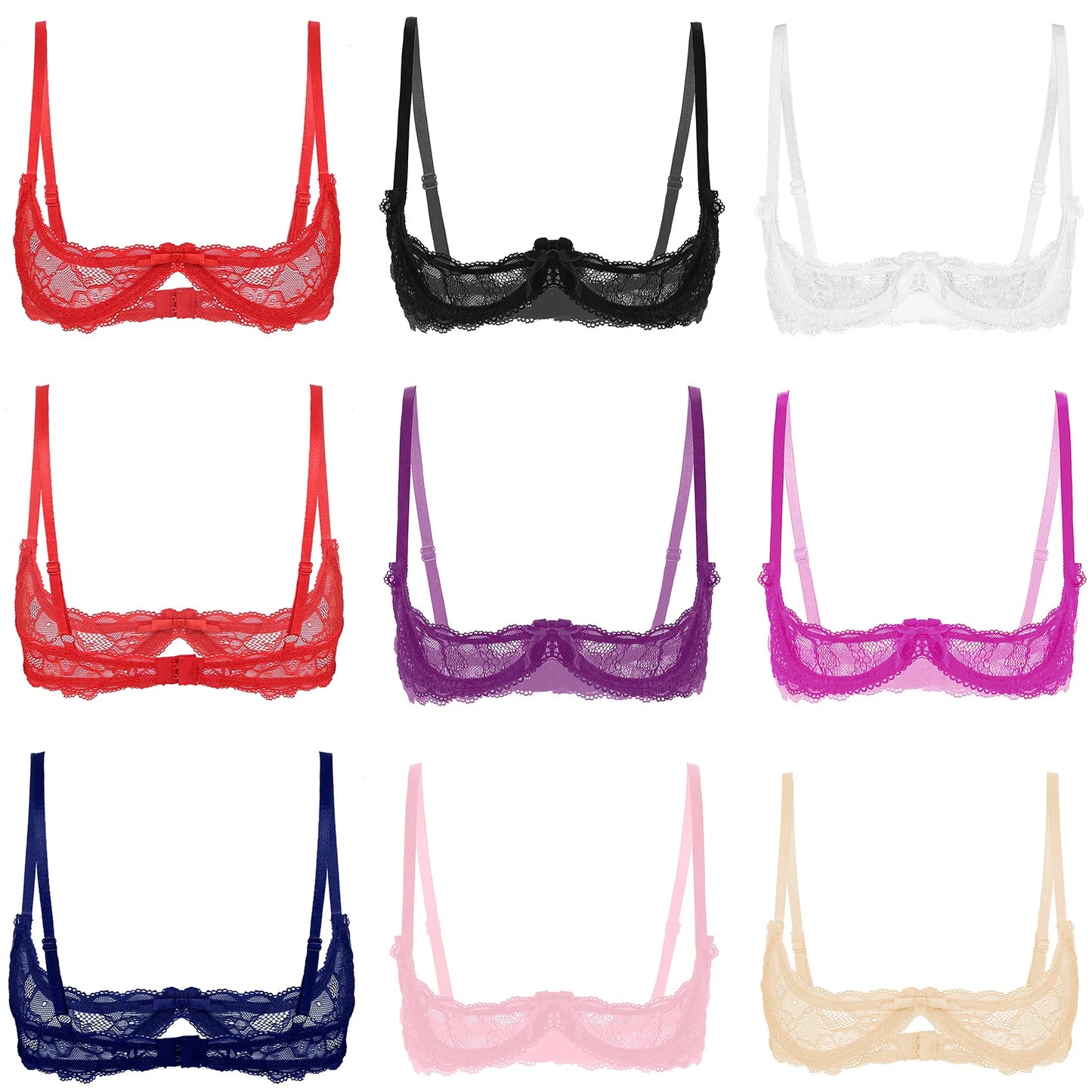 Sheer Lace Underwire Bra – Elegant Half Cup Lingerie