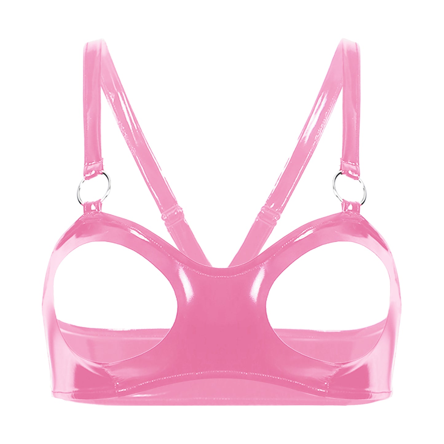 Glossy Patent Leather Open Cup Lingerie Bra