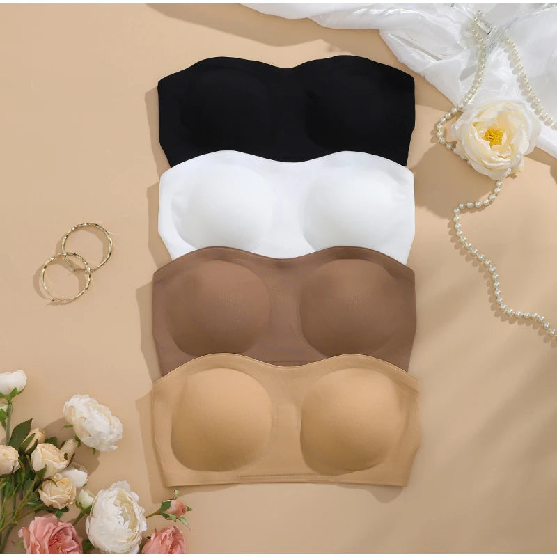 Seamless Strapless Push-Up Bra – Soft, Wireless & Anti-Slip