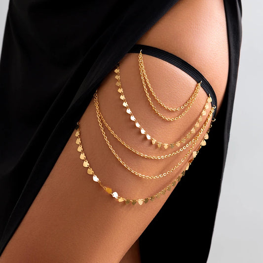 Boho Heart Tassel Leg Chain – Women's Body Accessory