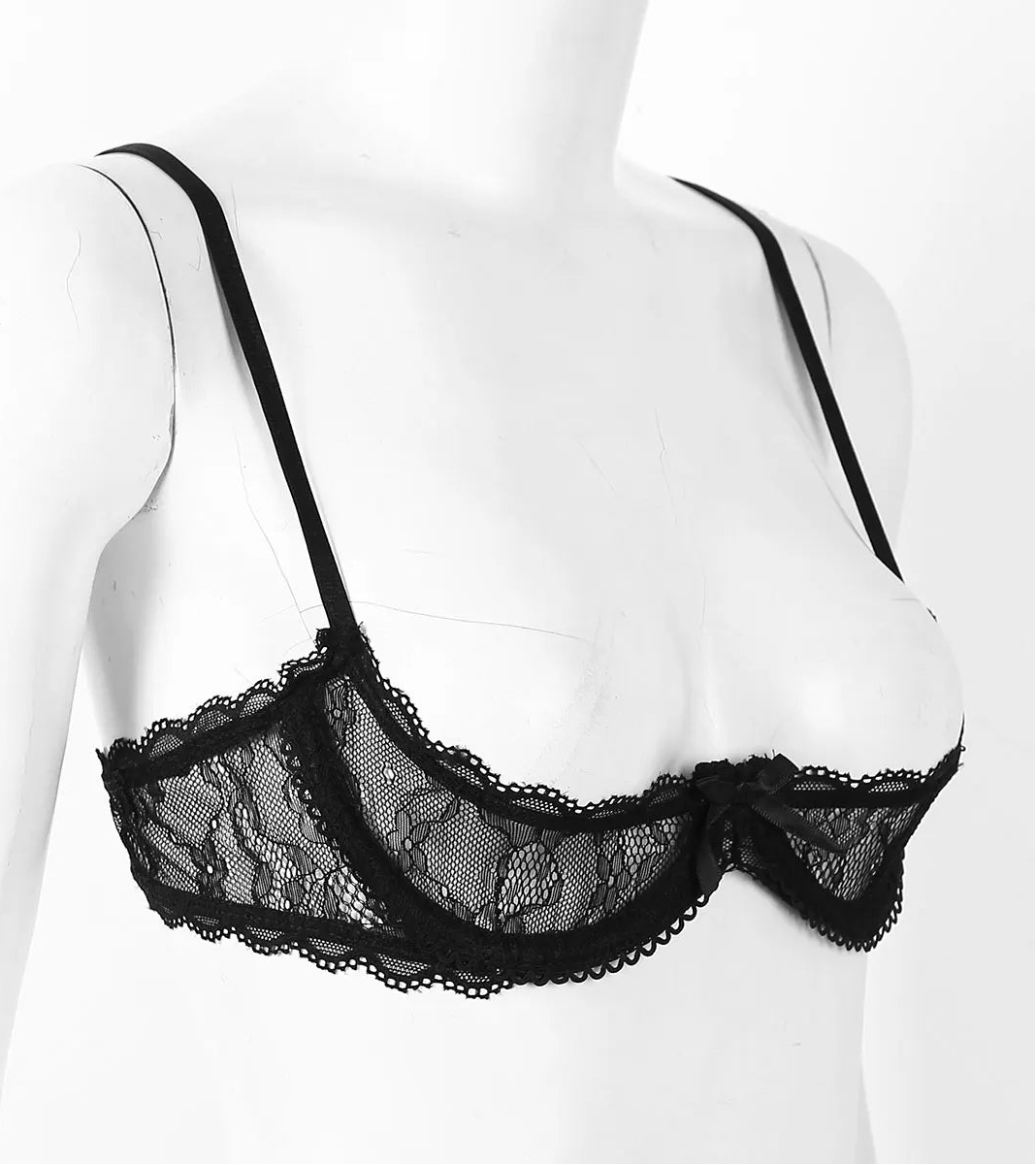 Sheer Lace Underwire Bra – Elegant Half Cup Lingerie