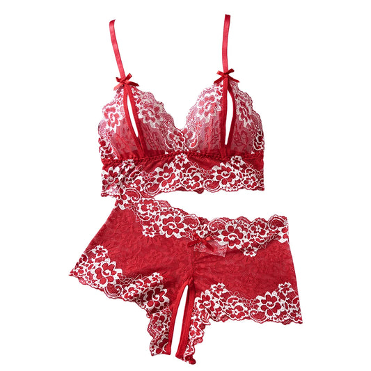 Lace Lingerie & Sleepwear Set – Pink, Blue & Red