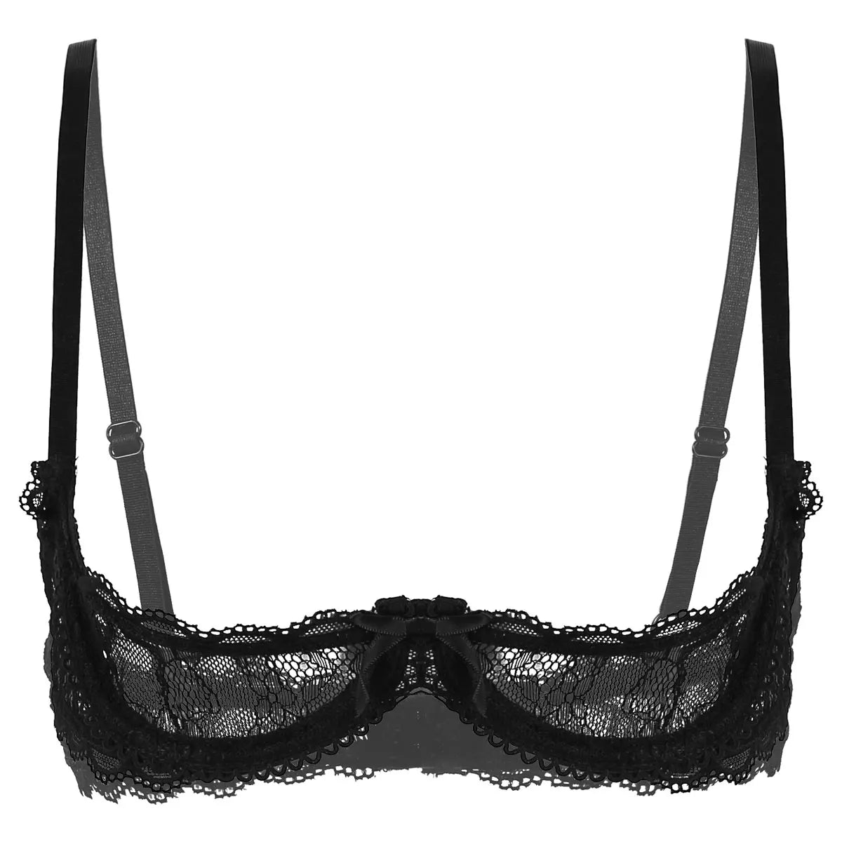 Sheer Lace Underwire Bra – Elegant Half Cup Lingerie